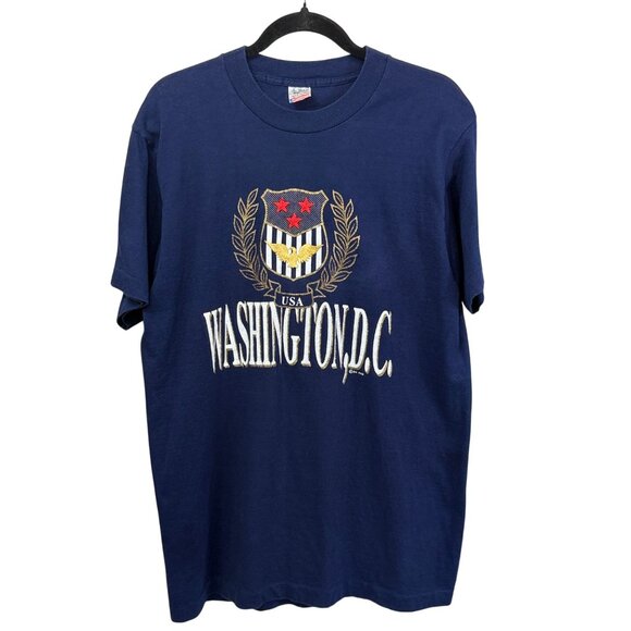 Vintage Fruit Of The Loom Washington D.C. Navy Tee Adult L 1993 Graphic - Picture 1 of 8